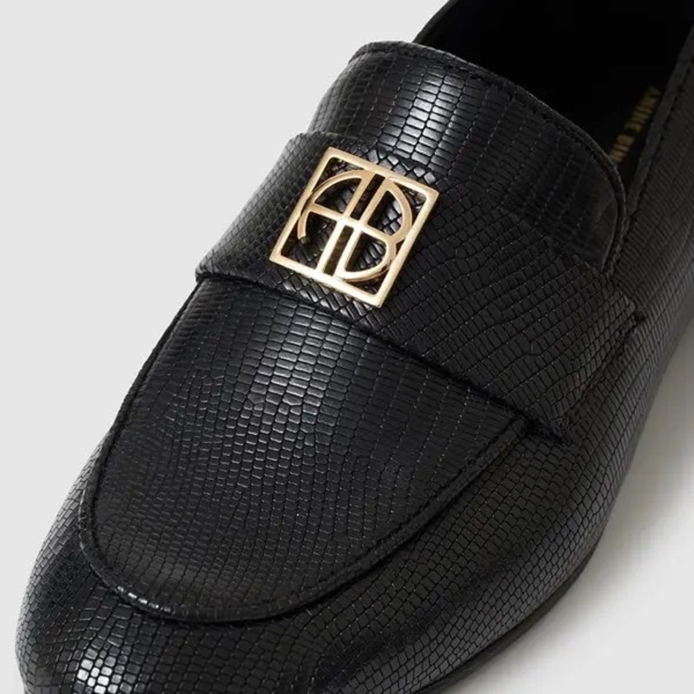New Anine Bing Corrine Loafers Black Mini Embossed Size EU40 - Picture 2 of 7